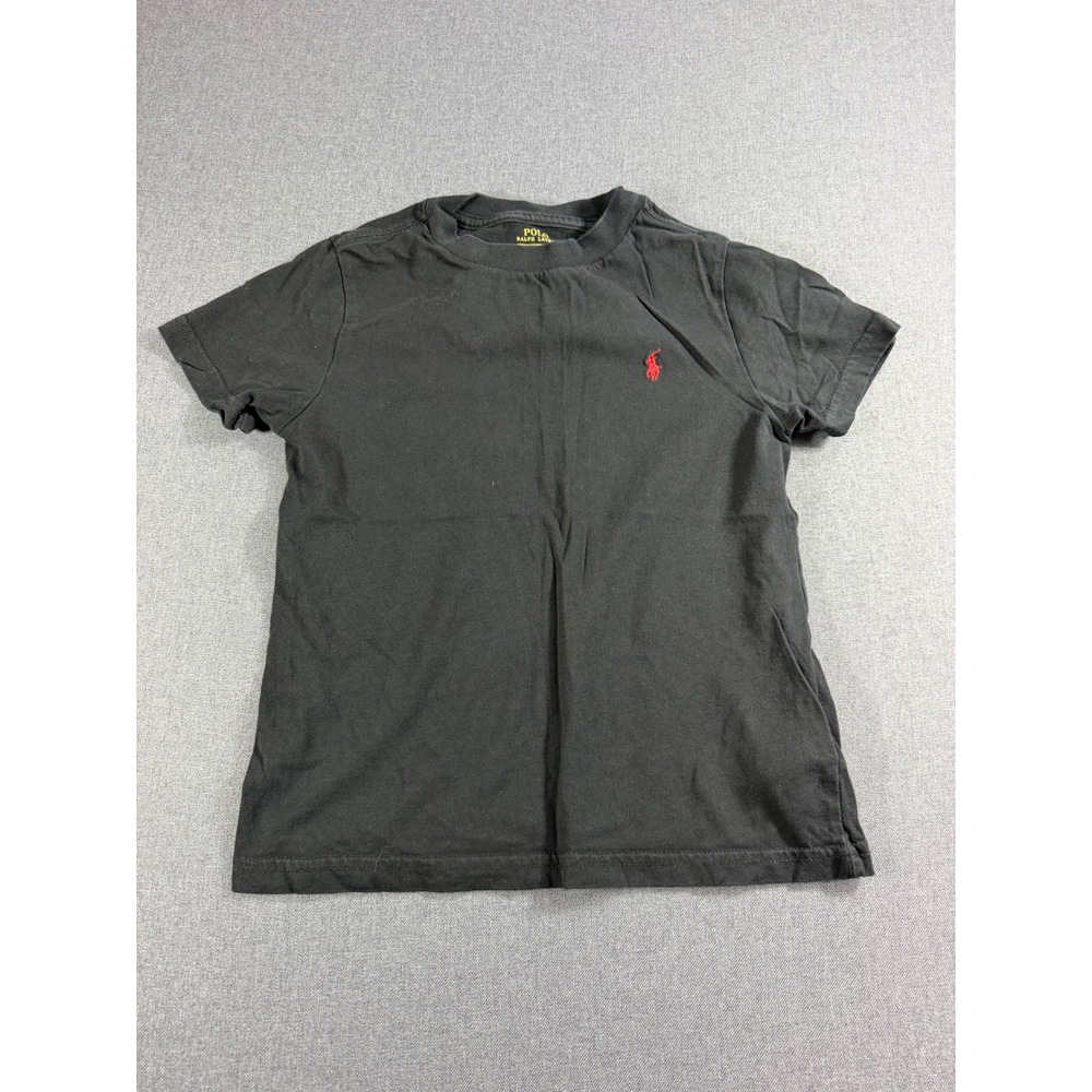 Polo Ralph Lauren Kids Black Short Sleeve Pony Logo T-Shirt Size 5 Cotton Tee